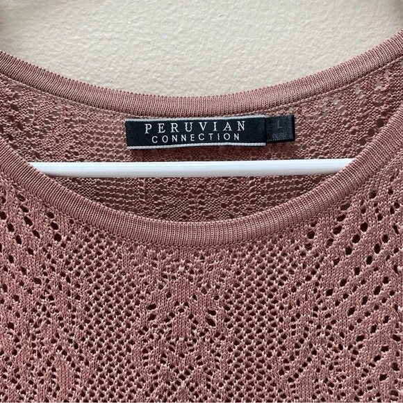 Peruvian Connection 100% Pima Cotton Blush Rose Lace Open Weave Dress Size Large - Picture 3 of 7